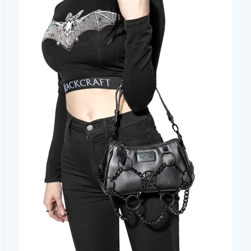 Black Craft Hand Bag with Decorative Chains
